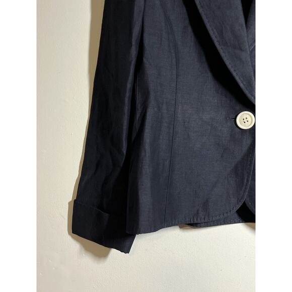 Lafayette 148 EUC Navy Blue Linen/Virgin Wool Single Button Blazer Jacket Size 6 - Picture 3 of 8